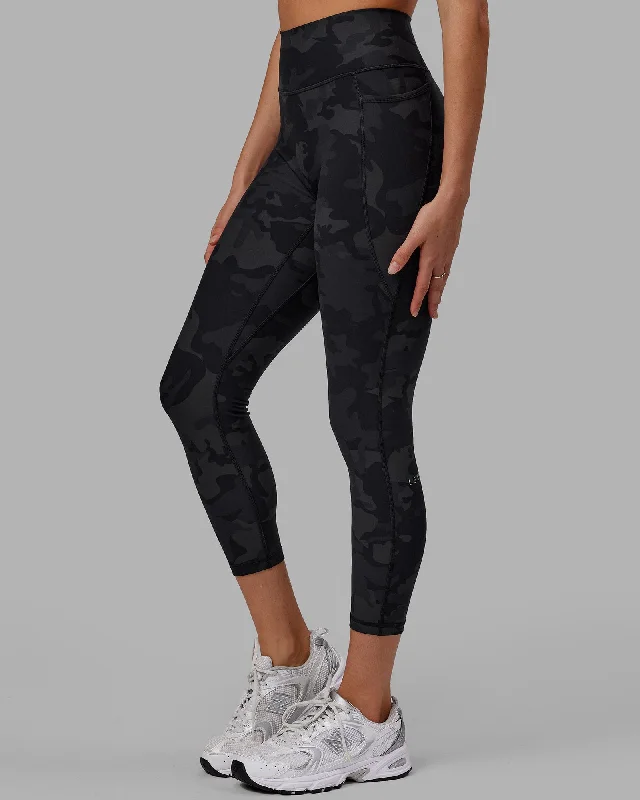 Fusion 7/8 Length Leggings with Pockets - Black Camo Trendy Patterned Leggings