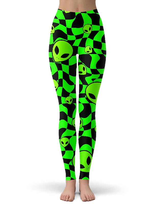 Green Aliens Leggings Trendy Seamless Fit Leggings