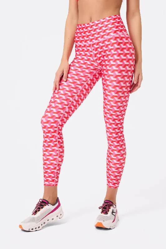 Hi-Shine Leggings in Strawberry Twist Geo Stylish Capri Leggings