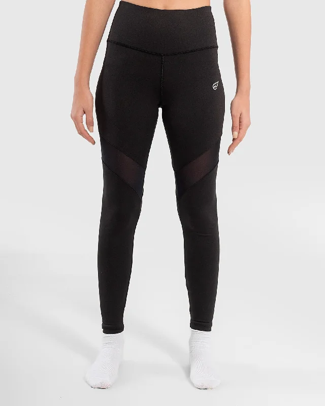 High Waisted Mesh Trim Leggings Fashionable Smooth Fit Leggings