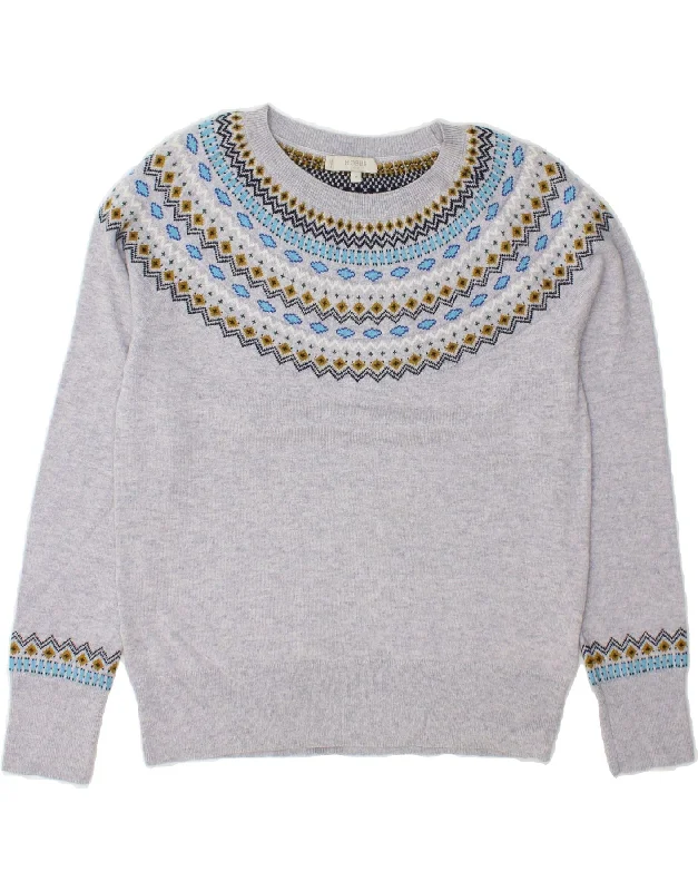 HOBBS Womens Crew Neck Jumper Sweater UK 14 Medium Purple Fair Isle Wool Satin Fabric Silk Fabric Chiffon Fabric HOBBS Womens Crew Neck Jumper Sweater UK 14 Medium Purple Fair Isle Wool Satin Fabric Silk Fabric Chiffon Fabric