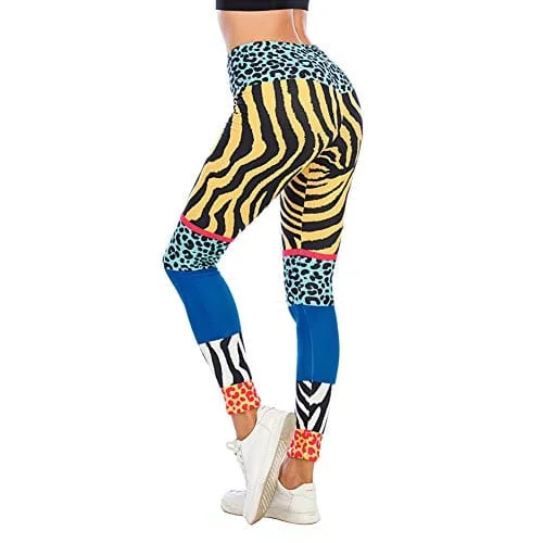 Kanora Leopard Printed Seamless Workout Leggings - Contrast Color Blue Printed Yoga Leggings, Tummy Control Running Pants (Leopard, One Size) Stylish Pockets Active Leggings Kanora Leopard Printed Seamless Workout Leggings - Contrast Color Blue Printed Yoga Leggings, Tummy Control Running Pants (Leopard, One Size) Stylish Pockets Active Leggings