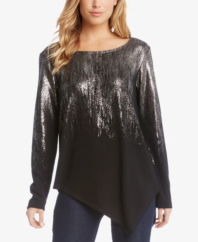 Karen Kane Ombre Asymmetrical Sweater Toggled Drawstring Belted
