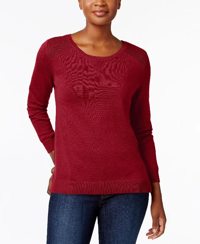 Karen Scott Side Slit Cotton Sweater Lightweight Heavyweight Midweight