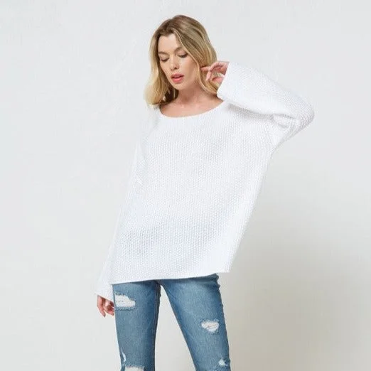 Knitted Sweater (White) Sequined Glittery Shiny