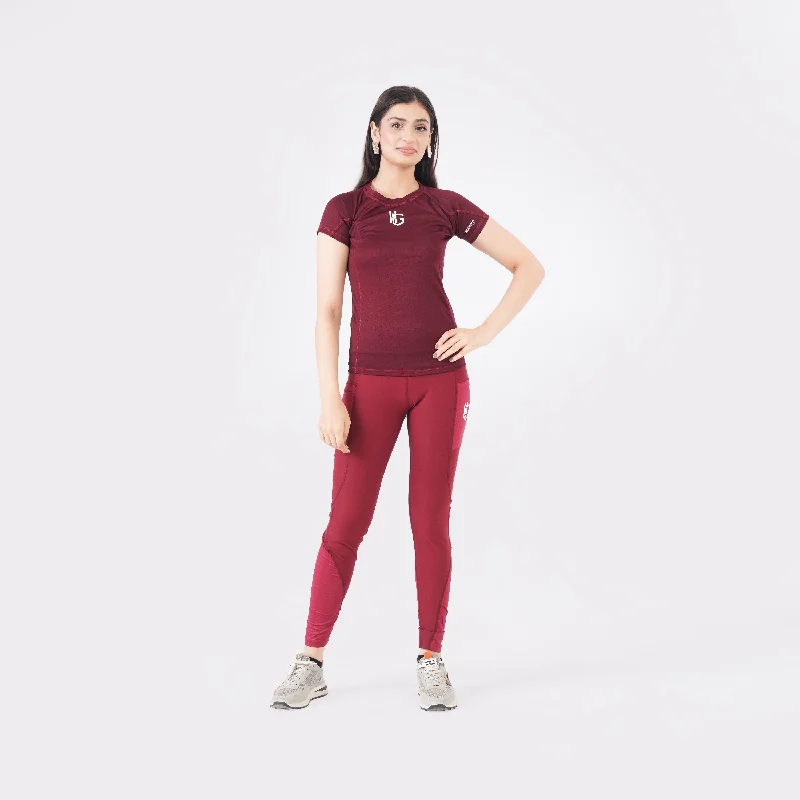Knockout Maroon FlexFit Active Leggings Elegant Full-Body Leggings