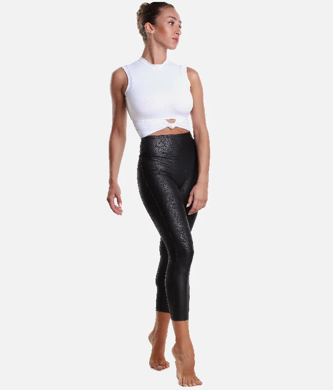 Leather Look Leggings - 0528 Fashionable Tummy Control Leggings