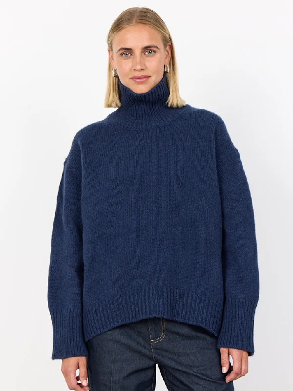 Levete Room Perle Roll Neck Sweater in Mood Indigo Soft Cozy Warm