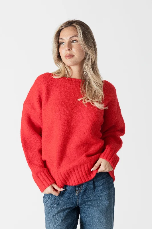 Cinna Oversized Crewneck Sweater Solid Print Embellished
