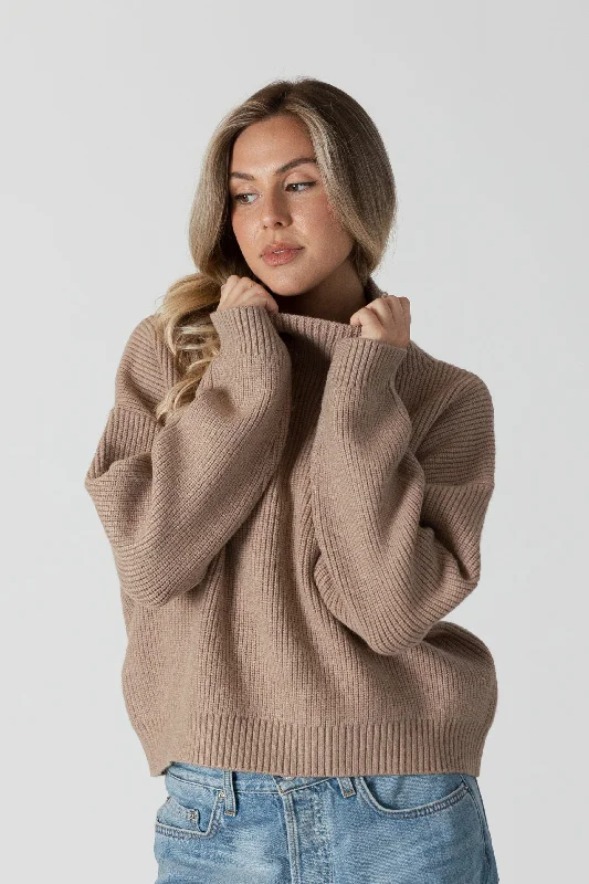 Evolet Rib Mockneck Sweater Wool Fabric Cashmere Fabric Tweed Fabric