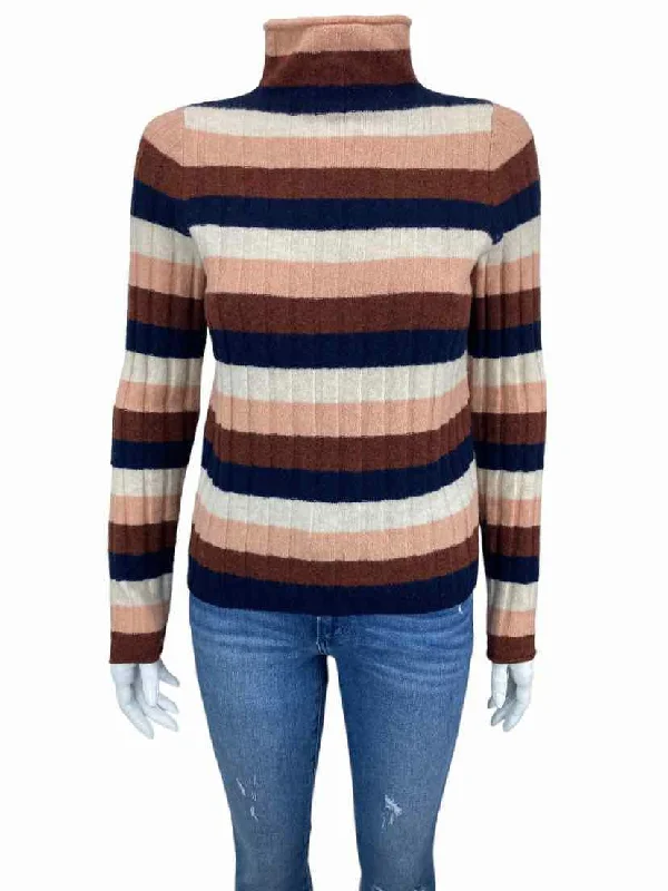 Madewell Women's Striped Rib Sweater Pink/Multi Size S Zippered Buttoned Snapped