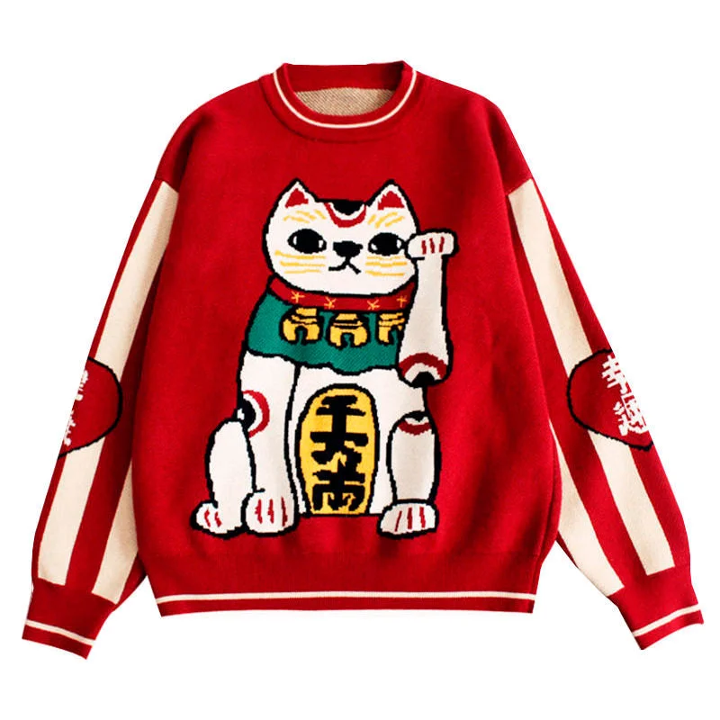 Maneki Neko Sweater Fitted Loose Oversized