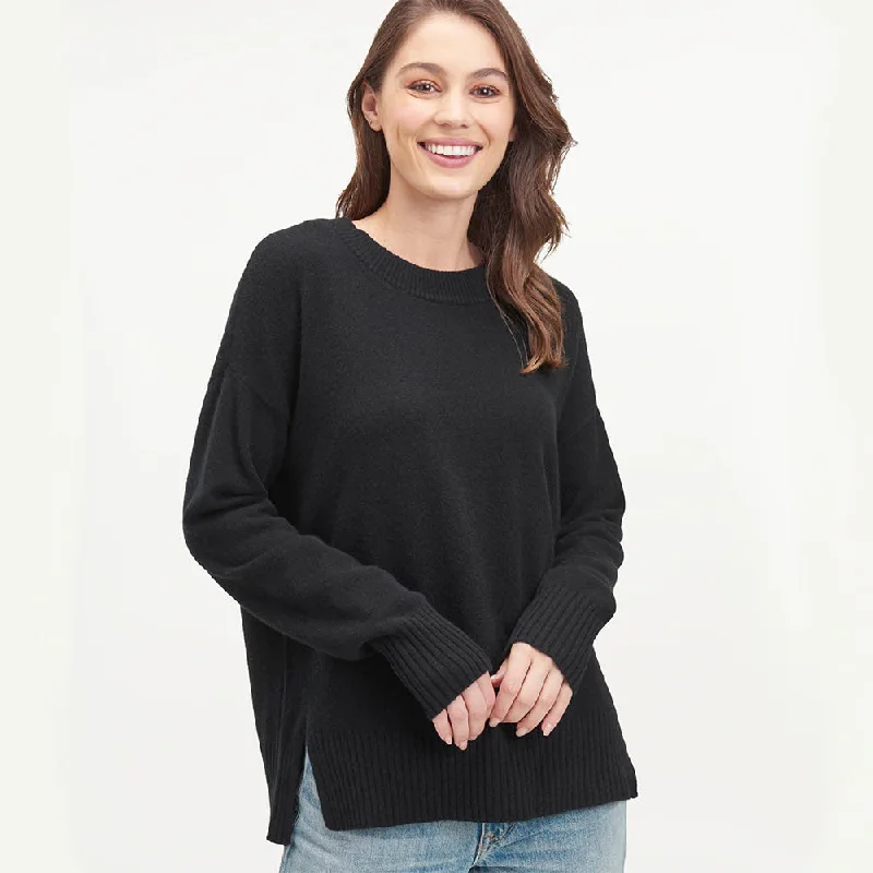 Mellisa Cashmere Sweater (Black) Zippered Front Buttoned Front Snap Front
