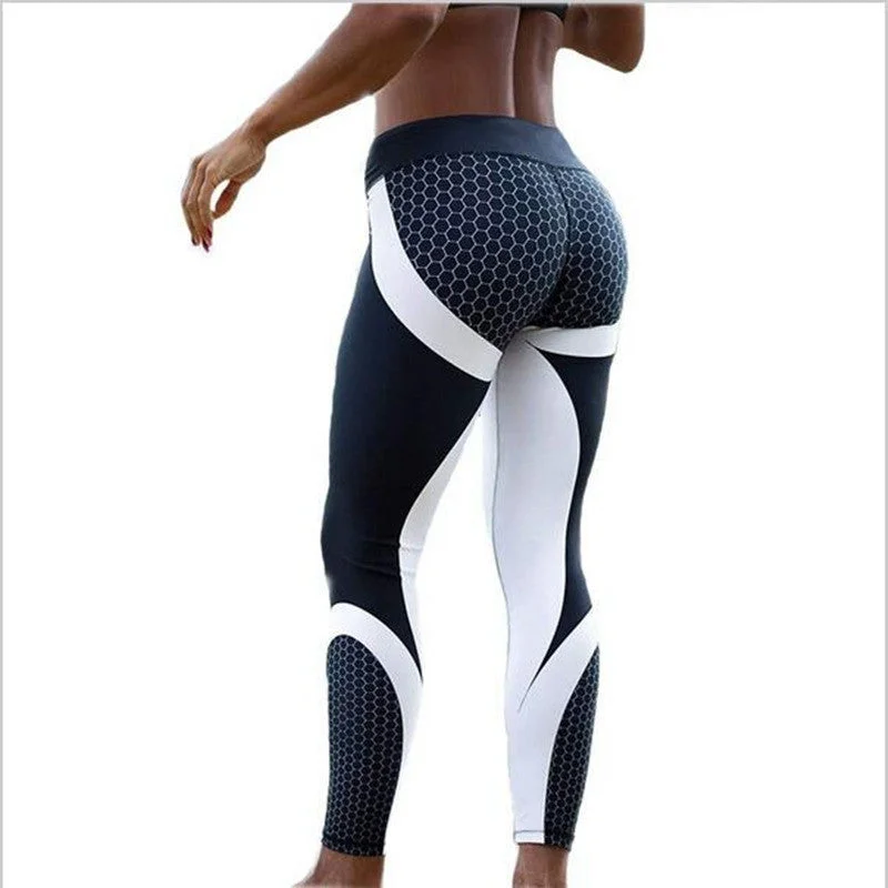 Mesh Pattern Print Leggings fitness Leggings For Women Sporting Workout Leggins Elastic Slim Black White Pants Cozy Workout Performance Leggings