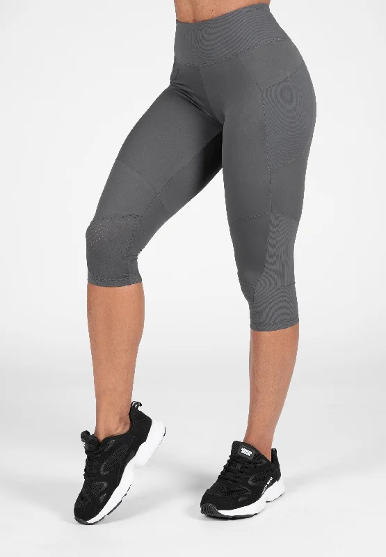 Monroe Cropped Leggings - Gray Trendy Polka Dot Leggings