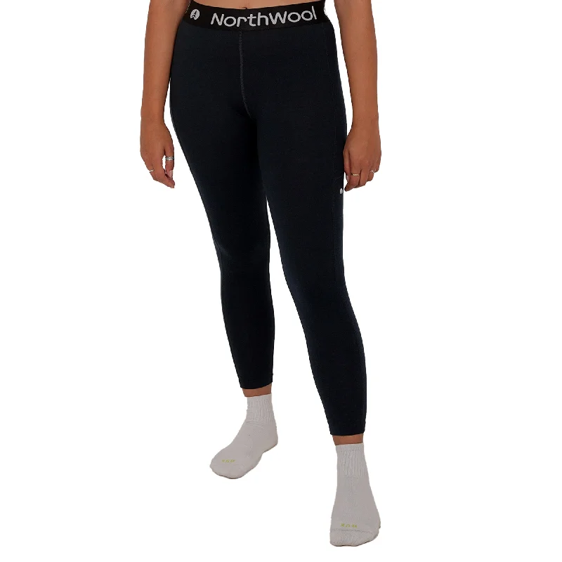 NorthWool Women's Merino Wool Thermal Leggings (Navy) Elegant Embellished Leggings