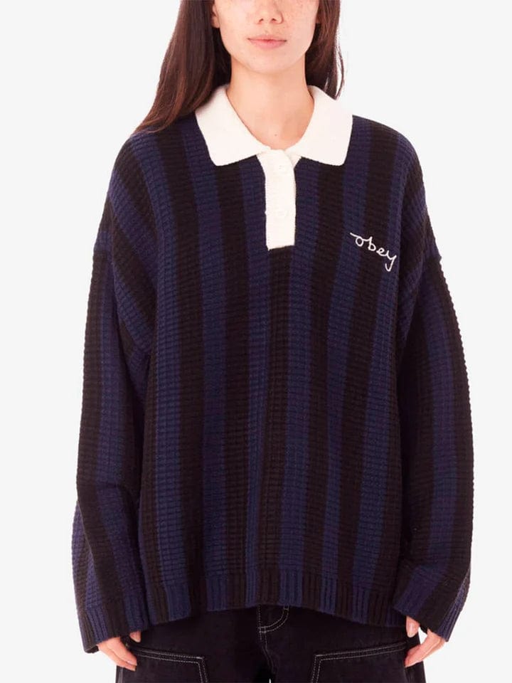 Match Polo Sweater Satin Blend Silk Blend Wool Blend