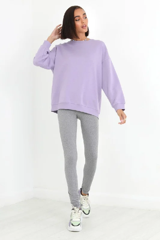 PLAIN GREY MARL STRETCHY LEGGINGS Cozy Lounge Pants Leggings