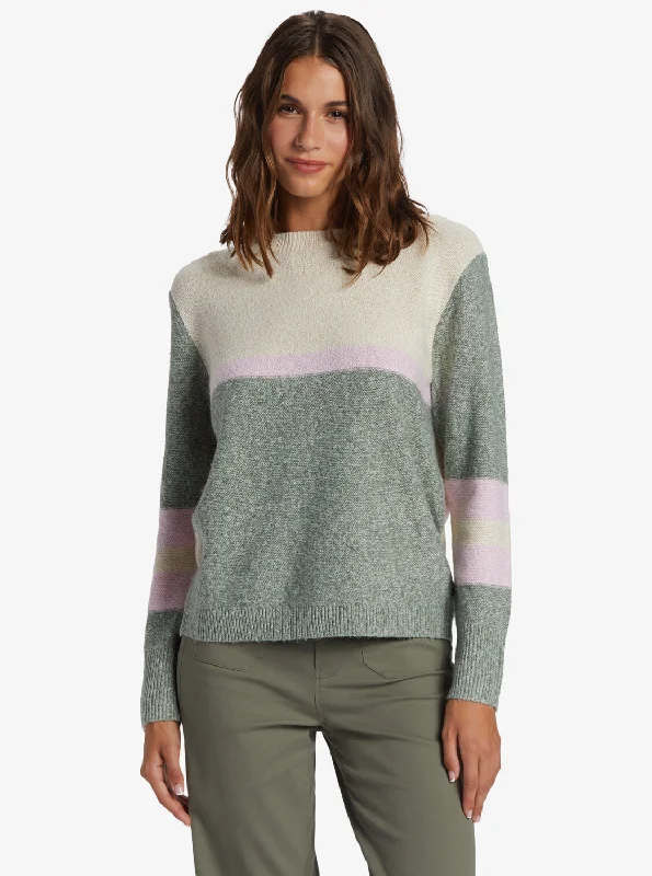Real Groove Crew Neck Sweater - Tapioca Cable Knit Ribbed Knit Lace Knit