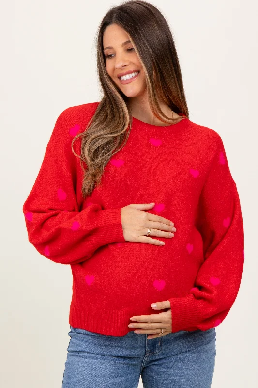Red Heart Print Oversized Maternity Sweater Fleece Fabric Down Fabric Feather Fabric Red Heart Print Oversized Maternity Sweater Fleece Fabric Down Fabric Feather Fabric