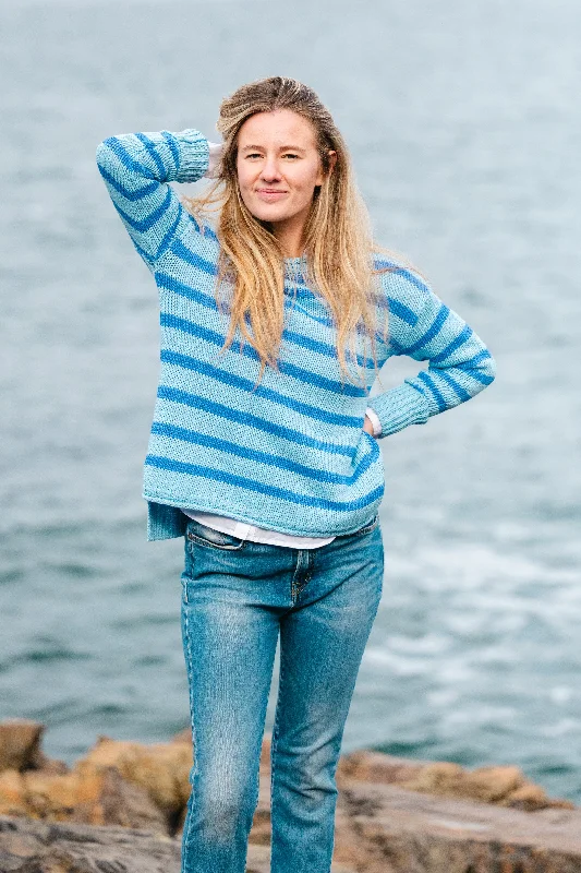 Relaxed Crew Sweater - Blues Fleece Sweater Nylon Polyester