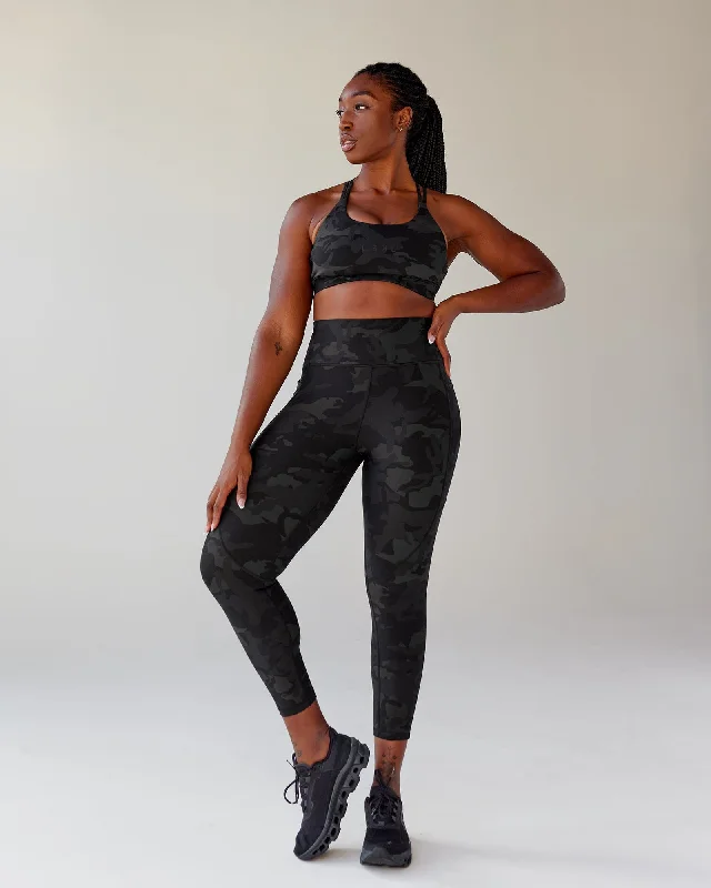 Rep 7/8 Length Leggings - Black Camo Trendy Seamless Fit Leggings