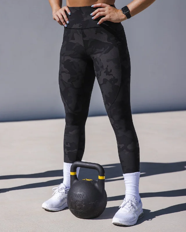 Rep Full Length Leggings - Black Camo Comfortable Athletic Tights