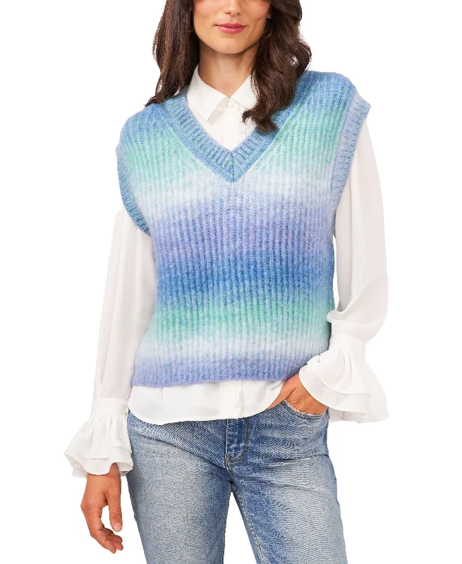 Riley Rae Tie Dyed Sweater Vest Hooded Sweater Collared Sweater Shawl Collar