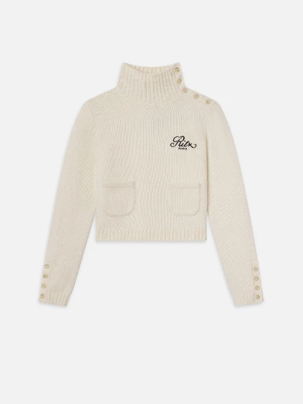 Ritz Button Detail Sweater -- Cream Oversized Loose Flowy