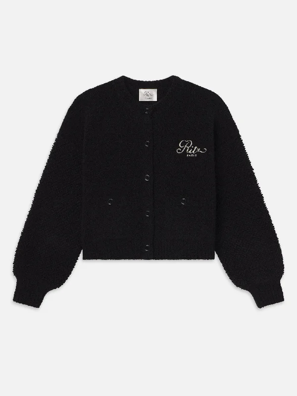 Ritz Mixed Stitch Sweater -- Black Mesh Fabric Canvas Fabric Denim Fabric