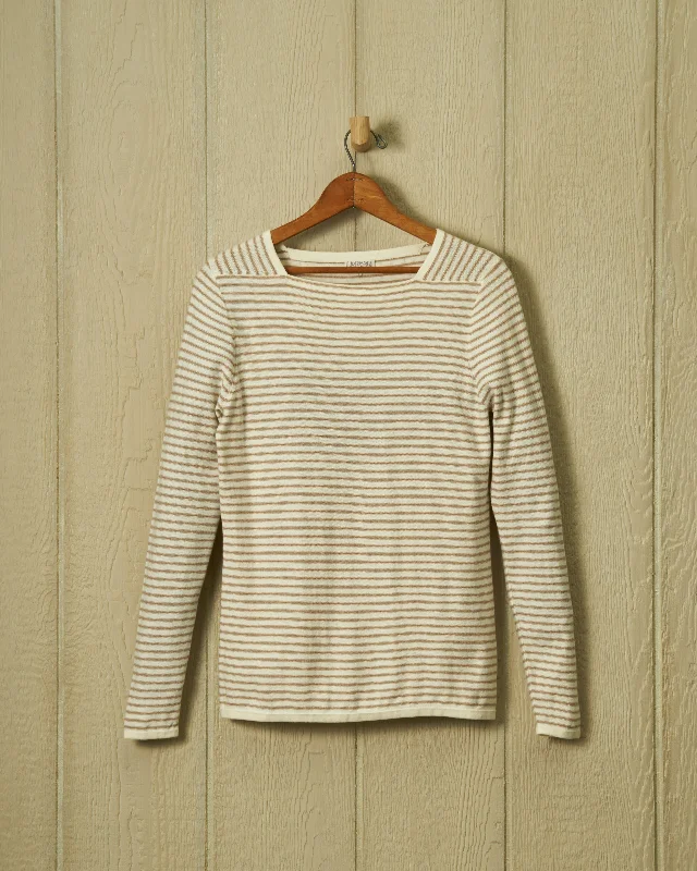 Riviera Sweater Knit Top in Cream/Twill Cotton Fabric Linen Fabric Terry Fabric