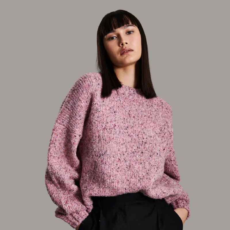 Rosie Speckled Sweater (Dusty Rose) Satin Blend Silk Blend Wool Blend