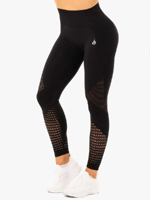 Ryderwear Electra Seamless Leggings - Black Fashionable Plus-Size Activewear