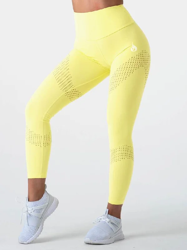 Ryderwear Pastels High Waisted Leggings - Lemon Trendy Full-Length Leggings