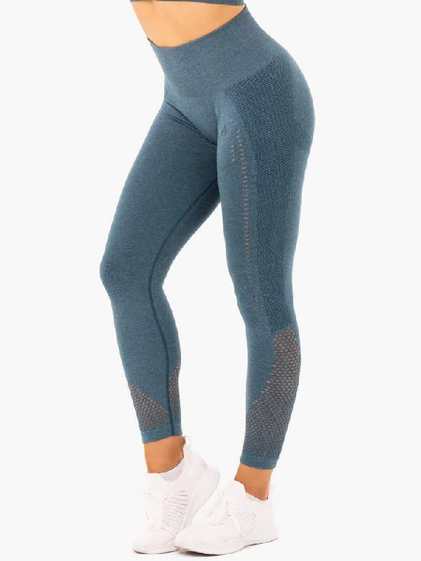 Ryderwear Seamless Staples Leggings - Teal Marl Trendy Colorblock Print Leggings