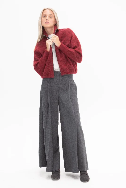 Saint Michel Sweater, Red Chenille Blend Fleece Blend Nylon Blend