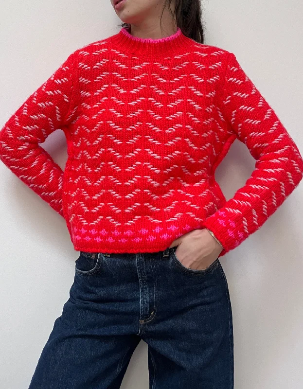 Saltarin Sweater in Red Striped Floral Plaid