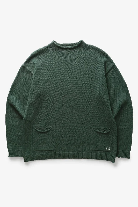 Mock Neck Smock Sweater Handmade Hand-knitted Hand-woven