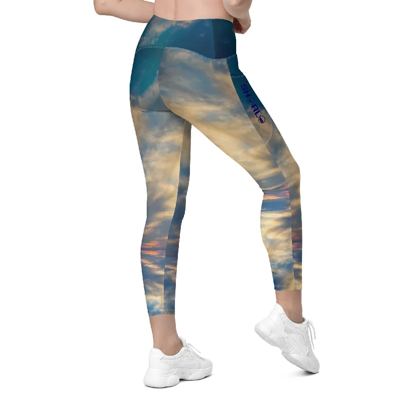 SHOALO Sky & Sea - Womens 7/8 All Day Leggings With Side Pockets Casual Sporty Leggings