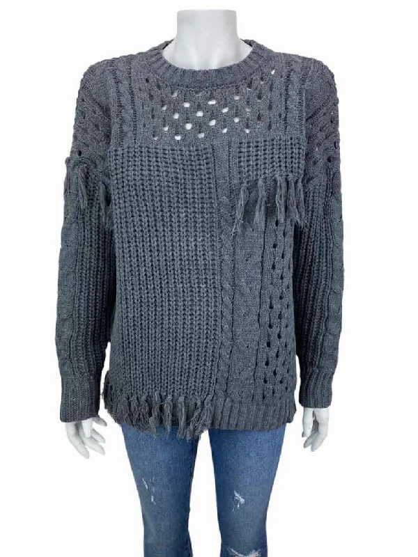 Six/Fifty Women's Mixed Stitch Tassel Sweater Charcoal Heather Size S Welt Pockets Slit Pockets Flap Pockets Six/Fifty Women's Mixed Stitch Tassel Sweater Charcoal Heather Size S Welt Pockets Slit Pockets Flap Pockets