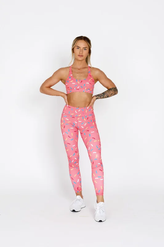 Donut Sprinkle Leggings Fashionable Lacy Detail Leggings