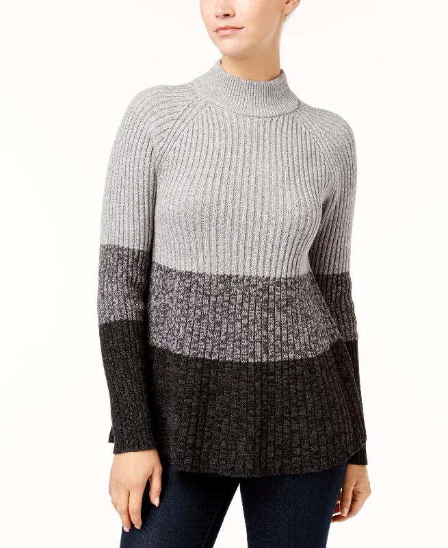 Style & Co Ribbed Swing Sweater Fleece Fabric Down Fabric Feather Fabric