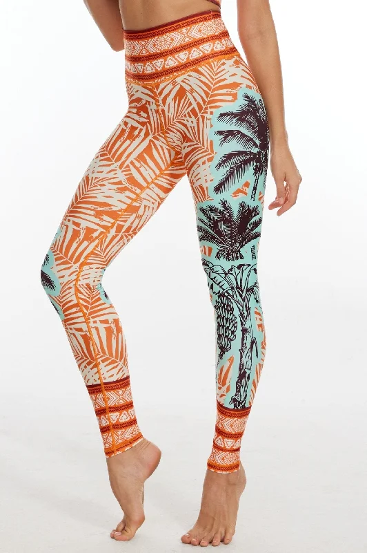 Sunset Palms High-waisted Leggings - Orange Trendy Mesh Leggings