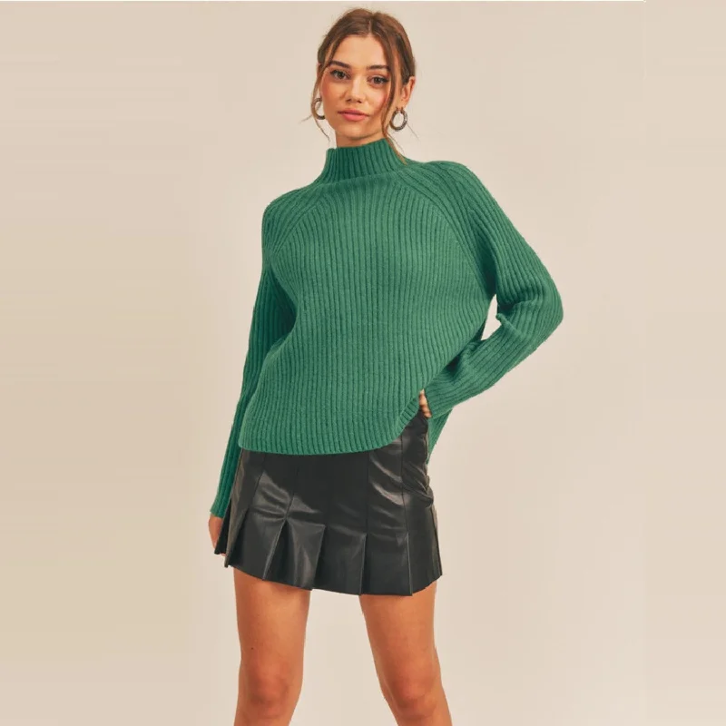 Turtleneck Ribbed Sweater (Green) Slim Fit Regular Fit Oversized