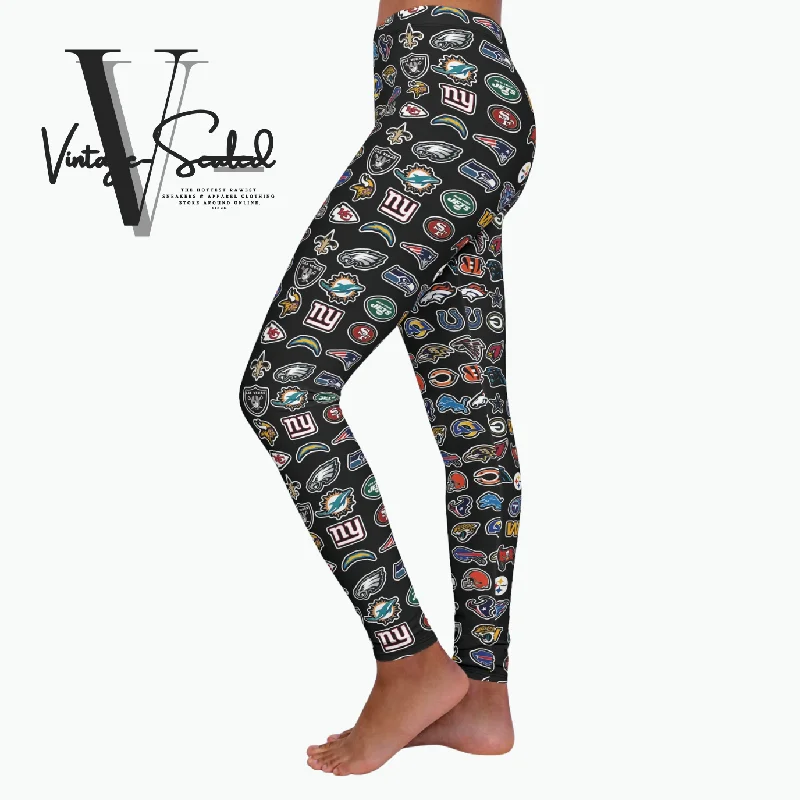 Vintage-Sealed NFL Sports Teams Apparel Leggings Football| Brand New Women's Fashion Fashionable Stretchy Fit Leggings