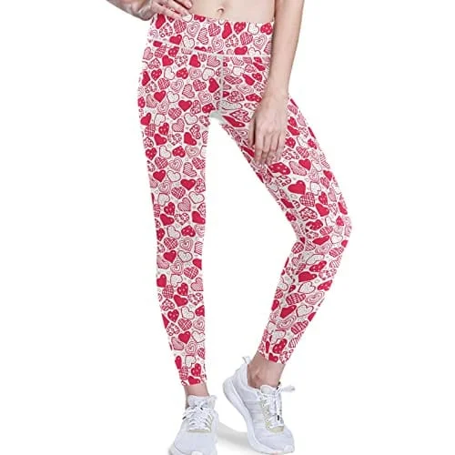 visesunny High Waist Yoga Pants with Pockets Cute Heart Buttery Soft Tummy Control Running Workout Pants 4 Way Stretch Pocket Leggings Elegant Textured Leggings