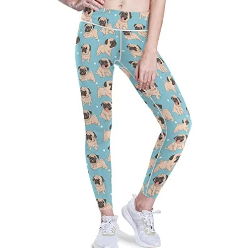 visesunny High Waist Yoga Pants with Pockets Funny Cartoon Pug Puppy Blue Tummy Control Workout Running Yoga Leggings for Women Trendy Adjustable Waist Leggings visesunny High Waist Yoga Pants with Pockets Funny Cartoon Pug Puppy Blue Tummy Control Workout Running Yoga Leggings for Women Trendy Adjustable Waist Leggings