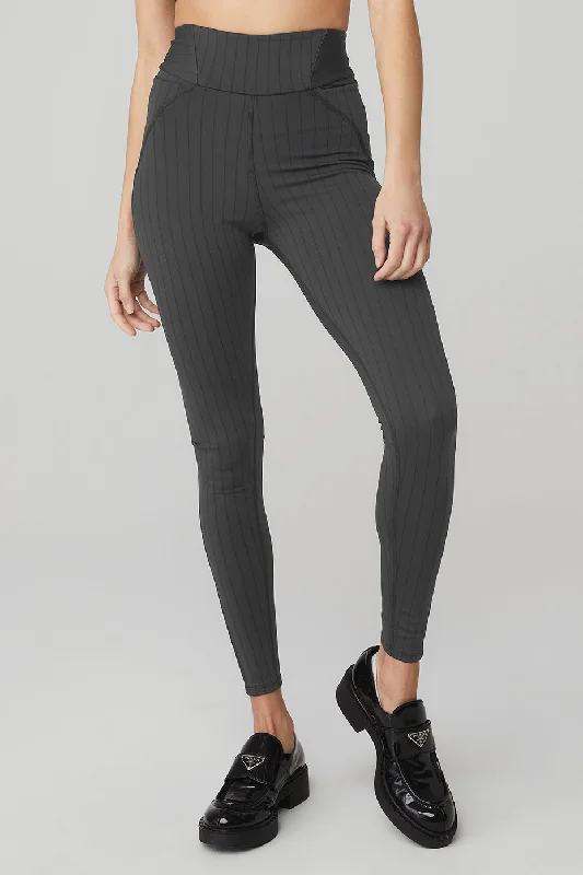 Pinstripe Jacquard Extreme High-Waist Legging - Anthracite/Black Fashionable Quick-Dry Yoga Pants Pinstripe Jacquard Extreme High-Waist Legging - Anthracite/Black Fashionable Quick-Dry Yoga Pants