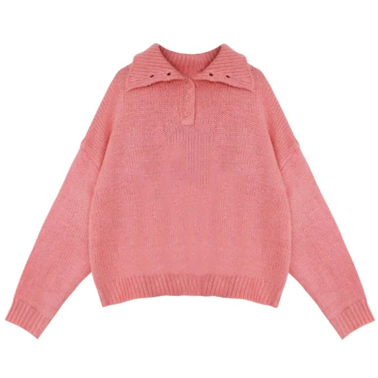 Warm Wishes Button Neck Sweater Denim Fabric Leather Fabric Suede Fabric