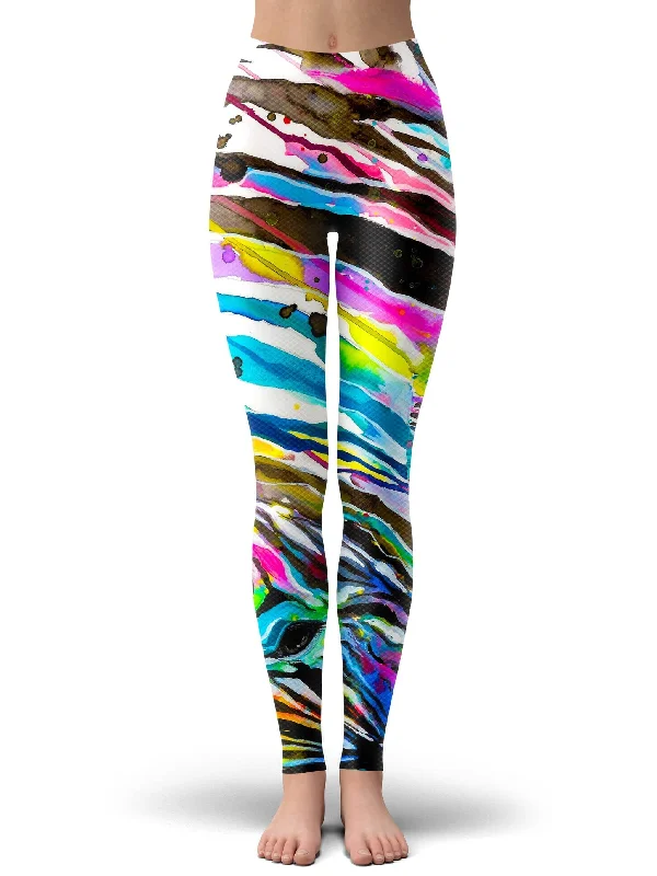 Zebra Bunt Foil Leggings Trendy High-Compression Leggings